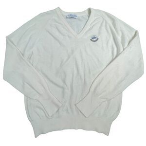 VTG 80s Pickering White Golf Sweater Sz XL PGA National Golf Club Crest Comfort